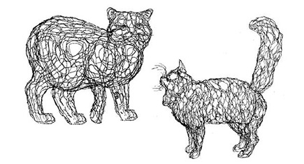 Wire Cat Sculptures by Elizabeth Barrien