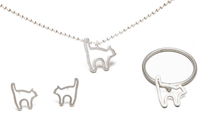 Sterling Silver Cat Outline Jewelry