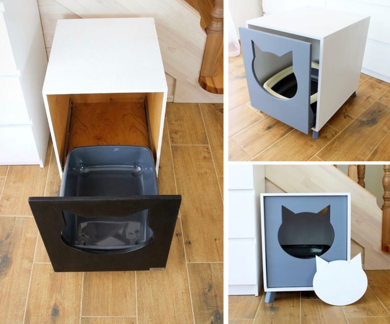 Modern Cat Litter Hider with Slide-out Tray