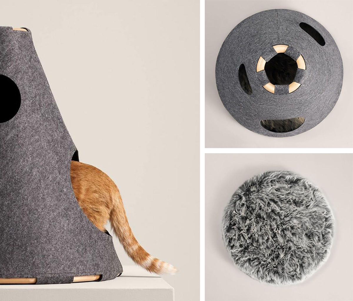 Felt cat hideaway with modern style