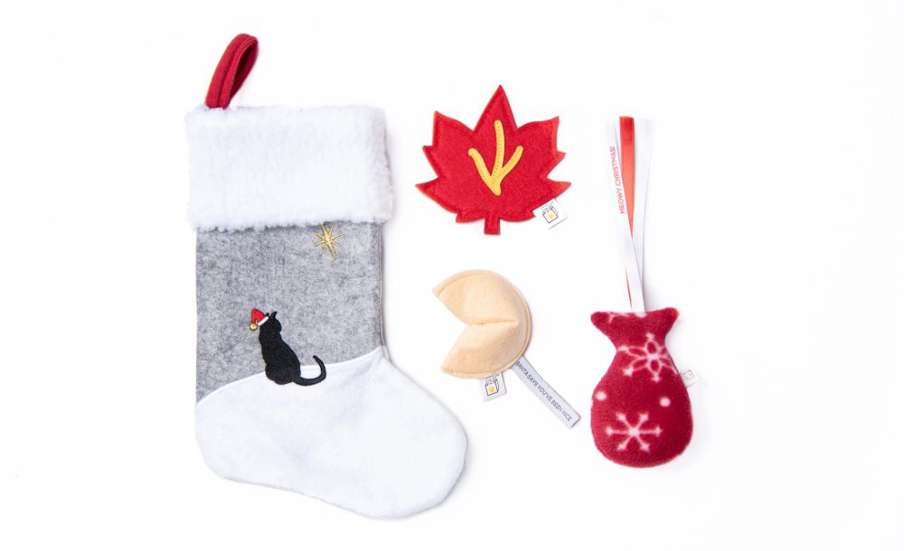 Holiday Cat Stocking & Toy Trio